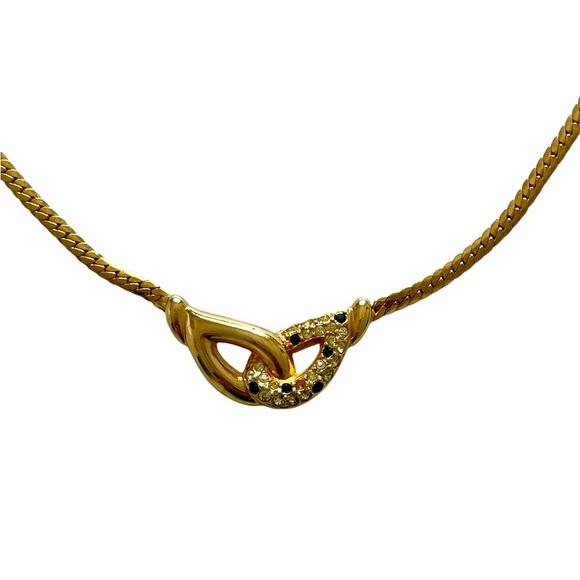 Christian Dior Vintage Unique Gold Necklace with Crystal Accents - Picture 4 of 9